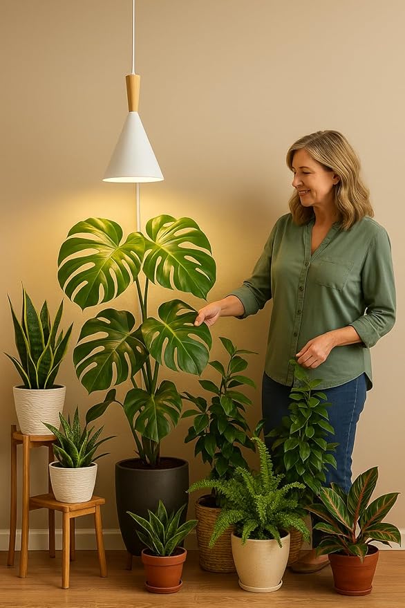 Hanging Grow Lights for Indoor Plants Full Spectrum with Timer and 15FT Power Cord 20W Pendant Plant Lights for Indoor Growing Large Tall Plant Garden Flowers Greenhouse(White)