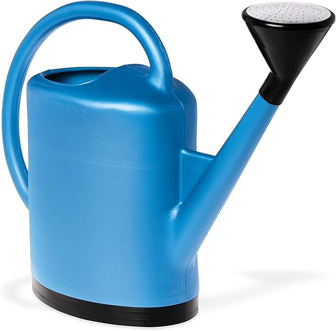 Gardener’s Supply Company French Blue Watering Can | 3 Gallon Indoor Outdoor Water Container for Plants and Garden with Removable Stainless Steel Faceplate Rose Sprinkler Attachment - Blue