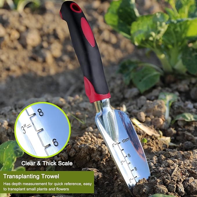 FANHAO Garden Tool Set 3 Piece Heavy Duty Garden Trowels Cast-Aluminum Garden Hand Shovels with Non-Slip Rubber Grip Idea for Transplanting Weeding Digging and Planting