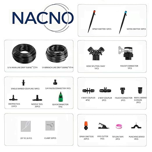 240FT Garden Drip Irrigation Kit - DIY Plant Watering System with 3 Adjustable Modes (Mist Drip Vortex Nozzles) 5/16 Mainline &amp 1/4 Tubing for Greenhouse Patio Raised Beds