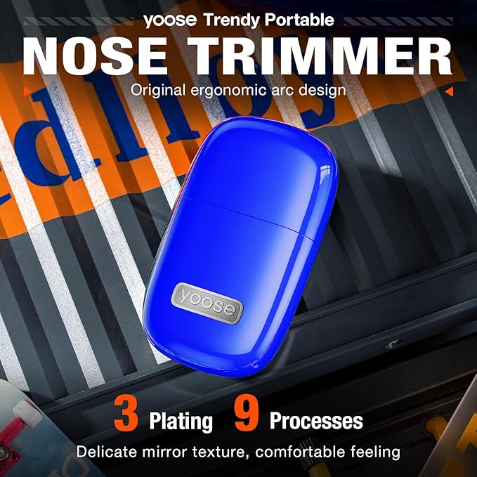 yoose Alloy Nose Hair Trimmer Portable Nose Hair Trimmer for Men Women Rechargeable Washable Nose Trimmer Detachable Head Easy to Clean Travel Size Dual Edged Blades Painless Trimming Blue
