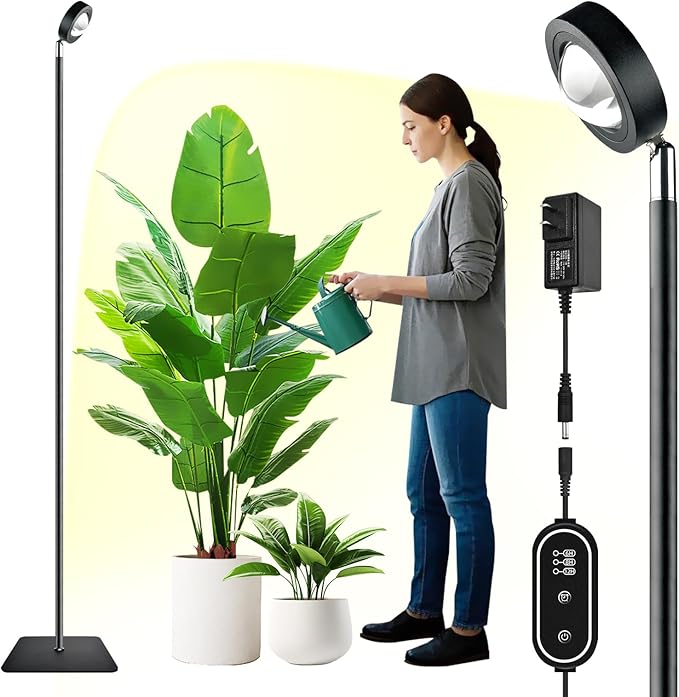 20W Full Spectrum Grow Light 3000LM High-CRI COB LED Floor Lamp with 6/8/12H Timer Adjustable Height (28-83) &amp Angle Grow Lights for Indoor Plants Succulents &amp Flowers (warm white 4000K)