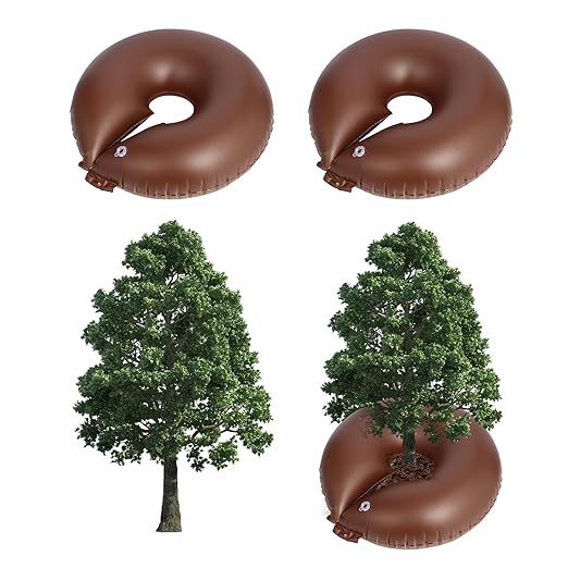 TezhiIe 2 Pack 25 Gallon Tree Watering Bags Brown Reusable PVC Watering Donuts for Trees Deep Root &amp Low-Profile Slow Release Watering Ring Bag for Newly Planted Multi-Trunk or Evergreen Tree