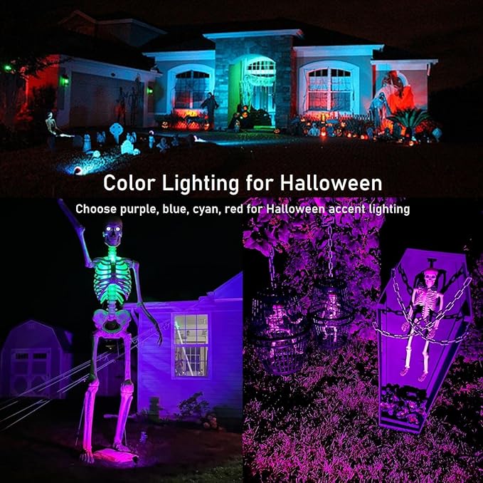 TOVEENEN 25W Color LED Outdoor Landscape Spotlight - Waterproof RGB Spot Lights for Yard Tree House Halloween Christmas Dual Mode 120V 25W