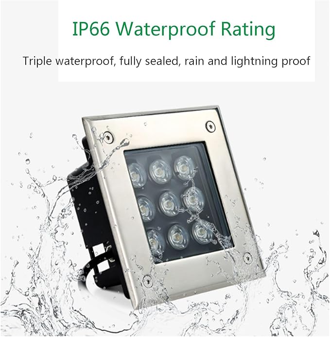 Outdoor Ground Light Square Underground Light IP66 Waterproof AC85-110V LED Buried Lights for Garden Yard Driveway Deck Pathway Landscape Lamp