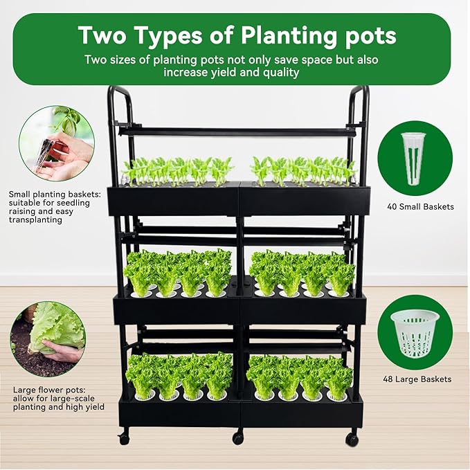 Indoor Garden Hydroponics Growing System Kit Dual Implant Configuration for Vegetable Fruit Herb Seedling Cultivation and Large-Scale PlantingDouble Water PumpLED Grow Light