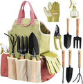 Garden Tool Sets Gardening Tool Kit - 9-Piece Heavy Duty Garden Sets with Ergonomic Non-Slip Grips Rust-Resistant Shovel Trowel Rake Pruner