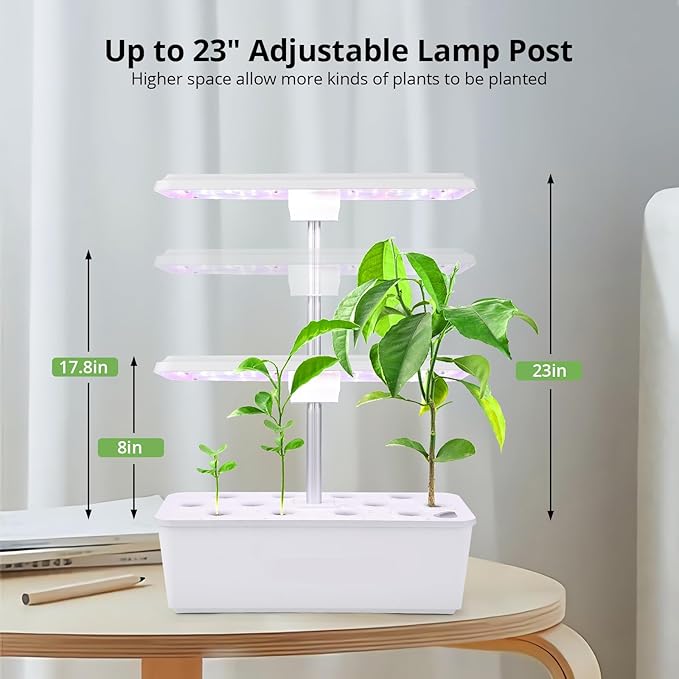 Hydroponic System Growing Indoor Garden 12 Pods 36W 100 Bulbs in 5 Colors LED Growth Light Herb Garden Kit Indoor with Quiet Pump ＆ Automatic Timer Adjustable Height Up to 23 5L Water Tank
