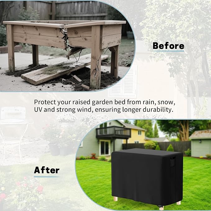 Outdoor Raised Garden Bed Cover for Winter (Only Cover) Waterproof Raised Planter Boxes Stand Covers - 56 x 24 x 30 inch