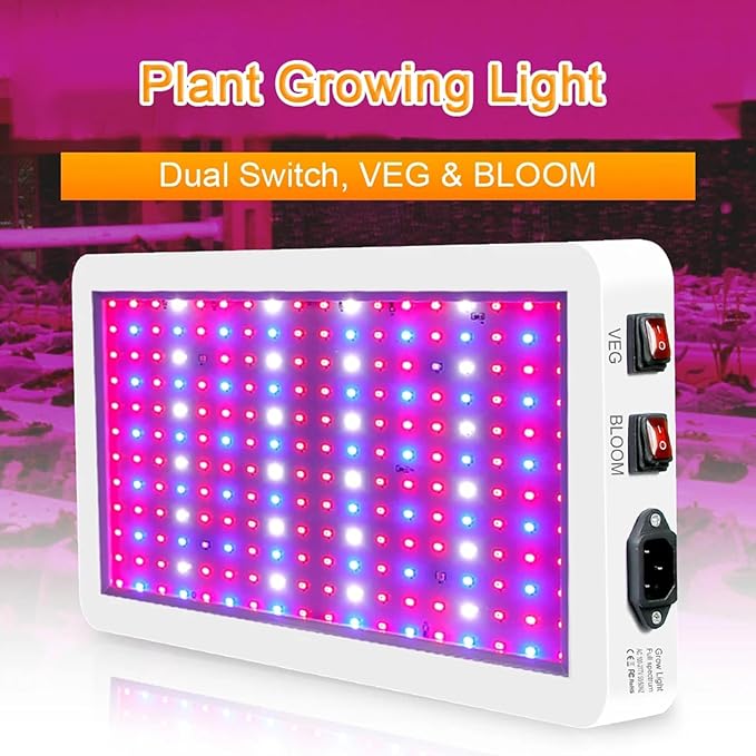 1000W LED Grow Lights Double Chips Full Spectrum Daisy Chain 3 Modes Timer Plant Light for Greenhouse and Indoor Plant Veg and Flower Growing312 LEDs