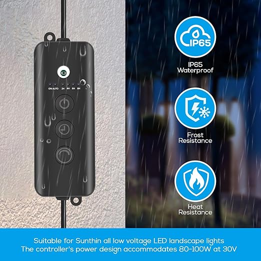 80-100W Dusk to Dawn Sensor for SUNTHIN Warm White Landscape Lighting Timer and Dimming Compatiable with SUNTHIN Warm White Spotlights Only