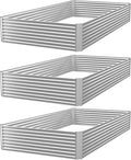 FRIZIONE 3pcs 4x2ft Galvanized Raised Garden Bed OutdoorAbove Ground Garden Bed for VegetableMetal Raised Beds for FlowerSteel Raised Beds for Gardening