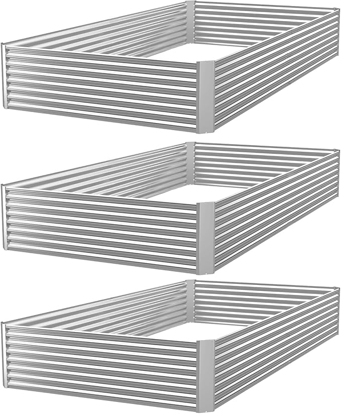 FRIZIONE 3pcs 4x2ft Galvanized Raised Garden Bed OutdoorAbove Ground Garden Bed for VegetableMetal Raised Beds for FlowerSteel Raised Beds for Gardening