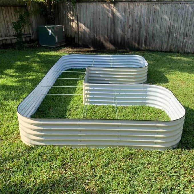 Vego garden 17 Tall U-Shape Raised Garden Bed Metal Raised Planter Bed for Vegetables Flowers Ground Planter Box Jumbo Size