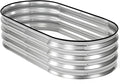 DUMOS 4x2x1ft Galvanized Raised Garden Bed Outdoor Planter Box with Open Bottom Design Metal Large Garden Bed for Vegetables Herbs &amp Flowers Rustproof for Backyard &amp Patio Silver
