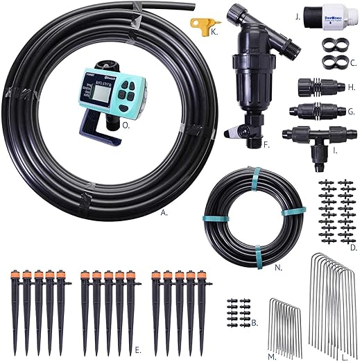 Automated Dripworks Premium/Customized Rose &amp Shrub Irrigation Kit for Watering Shrubs (with Timer) - Waters Upto 15 Rose Plants | Agricultural Grade Components | Trusted Brand Since 1991