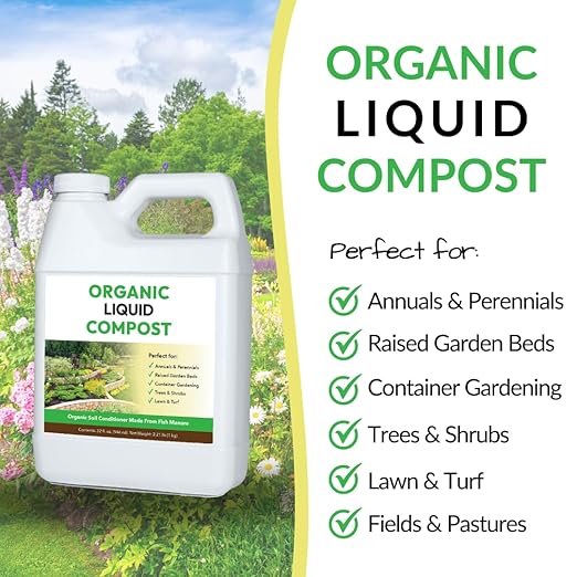 Organic Liquid Compost: Fast-Acting Alternative to Messy and Smelly Composting | Compost Tea Concentrate Perfect for Brewing Compost Teas (1 Gallon Treats Up to 20000 Sq.Feet)