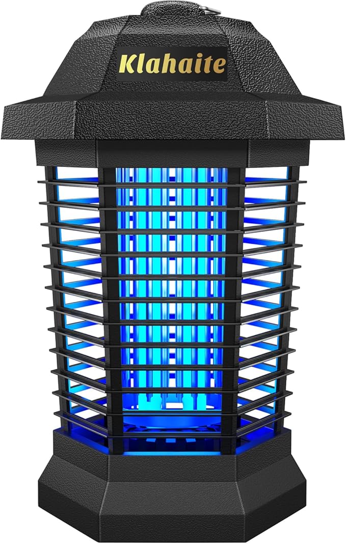 Klahaite Bug Zapper Outdoor Electric Mosquito Zapper Fly Zapper Indoor Fly Traps Mosquito Repellent Outdoor Patio and Backyard Covers 1/2 Acre 3 Prong Plug 4200V ABS Fireproof Plastic Outer