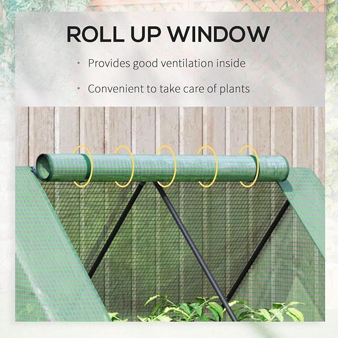 Galvanized Raised Garden Bed with Mini Greenhouse Cover Outdoor Metal Planter Box with Roll-Up Windows