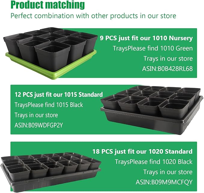 Square Nursery Pots 3.54Inches 90 Pcs Seedling Flower Post Plastic Thick Seed Start Germination for Plant PropagationSturdy Suit for 1020 Trays(Black3.54Inches90Pcs)