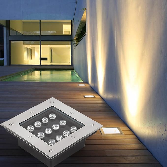 LED Recessed Ground Lights Garden Spotlight IP66 Waterproof Low Voltage AC12/24V Embedded Underground Light for Outdoor Patio Pathway Lawn Landscape Lamp