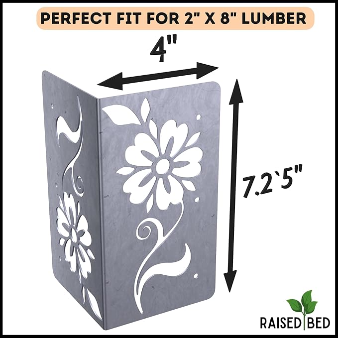 Starby COR-Ten DIY Botanical Raised Bed Garden Corner Brackets - Premium Heavy-Duty Weathering Steel -Set of Four 8” Lawn &amp Garden Designer Series