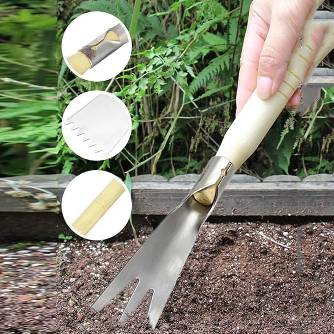 3 Pieces Mini Garden Tool SetStainless Steel Garden Hand TrowelWeeding Shovel Trowel and Rake Labor-Saving Hand Shovels for Digging Transplanting Planting Weeding Remover Tool
