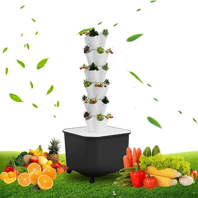 Aeroponic Tower Garden System Tower Garden Growing System Vertical Farming Tower with Pump Soilless Cultivation Growing System(114cm/45in)