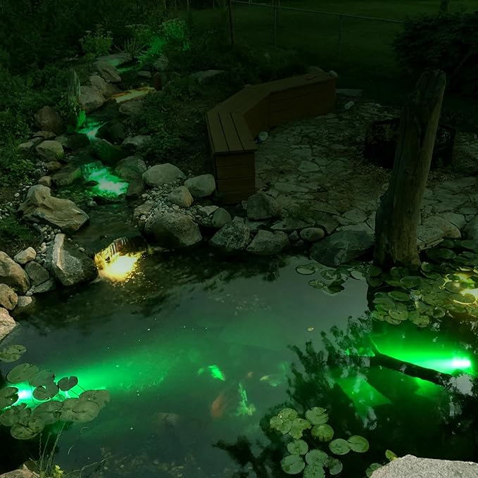 9W LED Underwater Lights Low Voltage 12V AC/DC Architectual Grade Light Fixture Stainless Steel with Green Lighting Suitable for Pond Fountain Landscape Lighting Projects