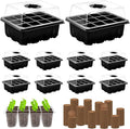 ZeeDix 10 Set Seed Starter Tray Kits 10 Pack Seed Trays with 120 Pack Coco Coir Pellets Adjustable Humidity Germination Tray with Dome Lids for Indoor Plants Mini Greenhouse for Vegetables Garden