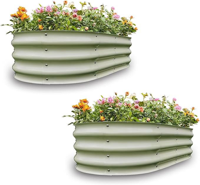 Gardmax 2 Pack Galvanized Raised Garden Bed Lightweight Planter Boxes Outdoor with Easy Assembly Large Garden Bed for Vegetables Fruits Flower