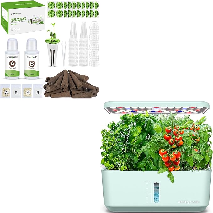 Ahopegarden Indoor Garden Hydroponics Growing System with Hydroponic Pods Kit