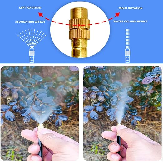 New drip Irrigation kit Automatic Garden Watering System Quick Connector and 360-degree Bending Dropper atomizing Copper Nozzle Garden Plant Lawn Courtyard Watering System. (100FT)