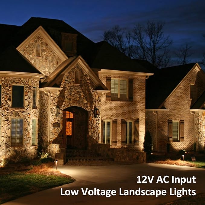 GOODSMANN 12V AC Halogen Landscape Lighting Kit with 150W Outdoor Low Voltage Transformer &amp 6PK 10W Weatherproof Pathway Lights &amp 4PK Metal 20W Flooding Lights/Spotlights &amp 75Feet 16AWG Wi