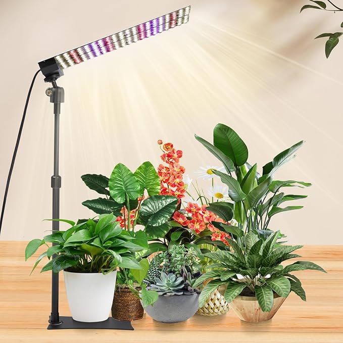 JCBritw 100W LED Grow Light Standing for Indoor Plants Adjustable Plant Grow Lamp on Stand Full Spectrum 90 Degree Lens Desk Plant Light for Seed Starting Seedlings Veg Fruits and Flower