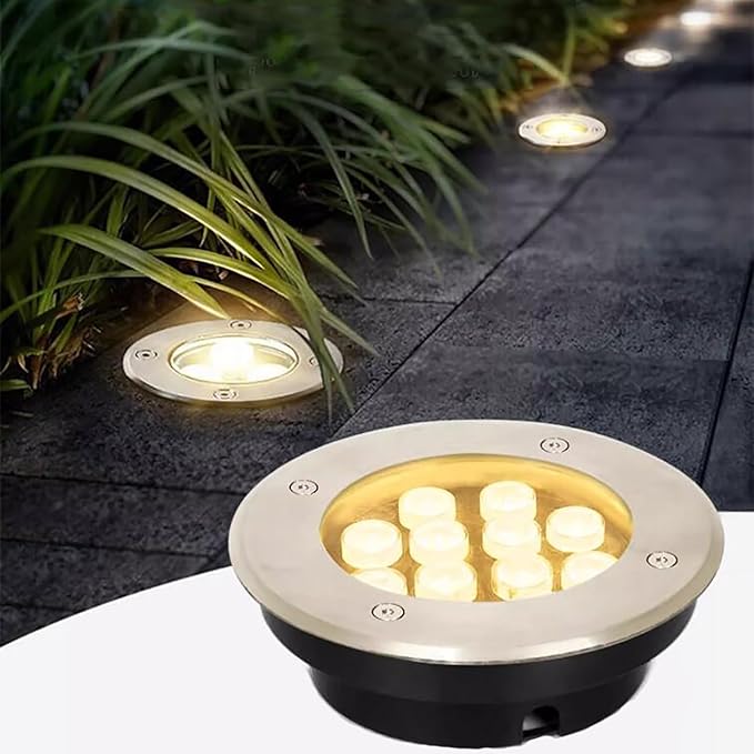 Outdoor Landscape Lights - LED Underground Light DC 24V Low Voltage Ultra-Thin Ground Spotlight IP67 Waterproof Round Recessed Floor Lamp Garden Courtyard EcRed-36W