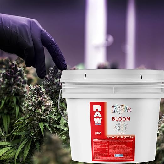 RAW All in One Bloom 3-12-12 Water-Soluble Fertilizer for Strong Bloom Performance 10lbs
