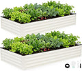 INNO STAGE Galvanized Raised Garden Bed Kits 6x3x1ft Metal Raised Garden Beds Outdoor Large Steel Raised Planter Bed with Gloves for Vegetables &amp Flowers Patio Ground Planter Box (White 2PCS)