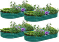 4 Pack 8x4x1FT Galvanized Raised Garden Bed Kit Oval Metal Ground Planter Box Outdoor Bottomless Planter Raised Beds for Vegetables Flowers Herbs Fruits Green