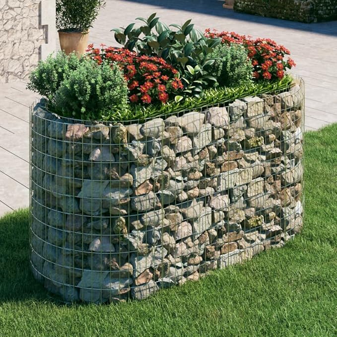 Gabion Raised Bed Gabion Cages Basket Steel Woven Gabion Net Garden Plant Above Ground Garden Boxes Outdoor Garden Galvanized Planters Metal Trough 78.7x39.4x39.4