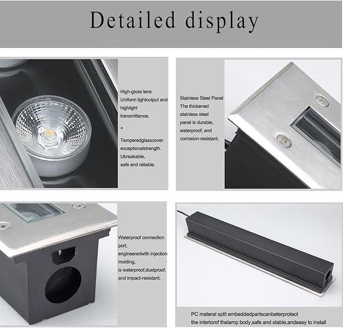 Landscape Lamps - Outdoor Buried Lights AC220V Outdoor Recessed Spot Light Rectangular Buried Garden Light Ground LED Lighting Spotlight for Garden Lawn Garage(Green3w)