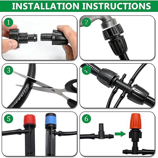 135PCS 240FT Drip Irrigation System Set Automatic Drip Irrigation Kit for Greenhouse Yard Lawn Plant with 1/2 inch Hose 1/4 inch Distribution Tubing and Accessories