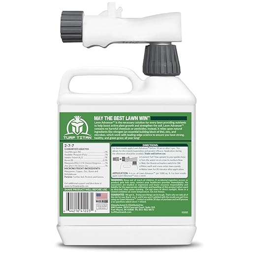 Turf Titan Lawn Advancer Fast-Acting Liquid Lawn Fertilizer (32 oz) with Hose End Sprayer – Quick Green Lawn Booster for Heat and Stress – Nutrient-Rich Formula for Strong Turf – Covers 6000 Sq Ft