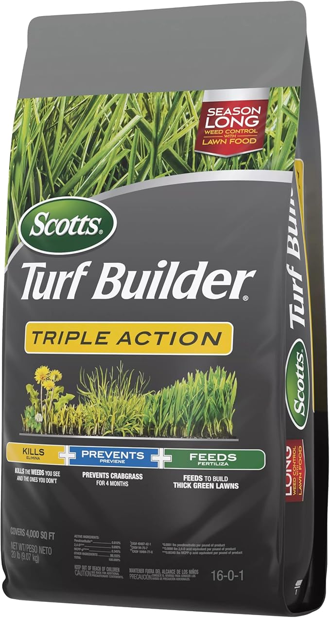 Scotts Turf Builder Triple Action Weed Killer and Preventer Plus Lawn Fertilizer 4000 sq. ft. 20 lbs.