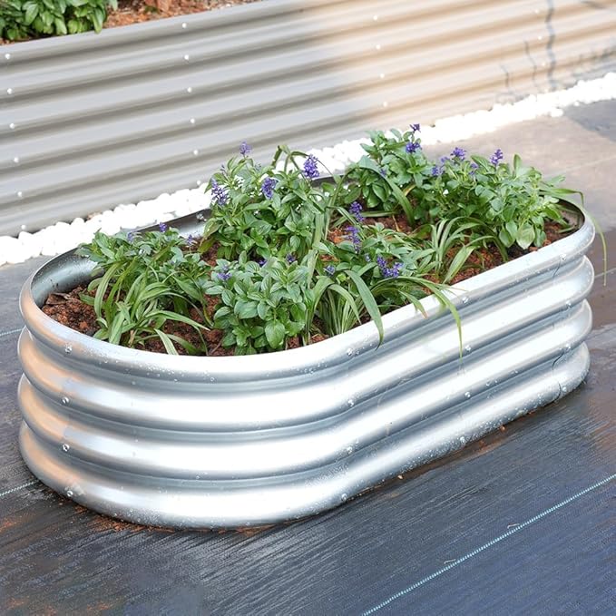 4x2x1ft Galvanized Raised Garden Bed Outdoor 12 Tall Metal Raised Beds for Gardening Planter Boxes for Plants Vegetables Flowers Herbs &amp Tomato Bottomless Elevated Garden Beds Kit Silver
