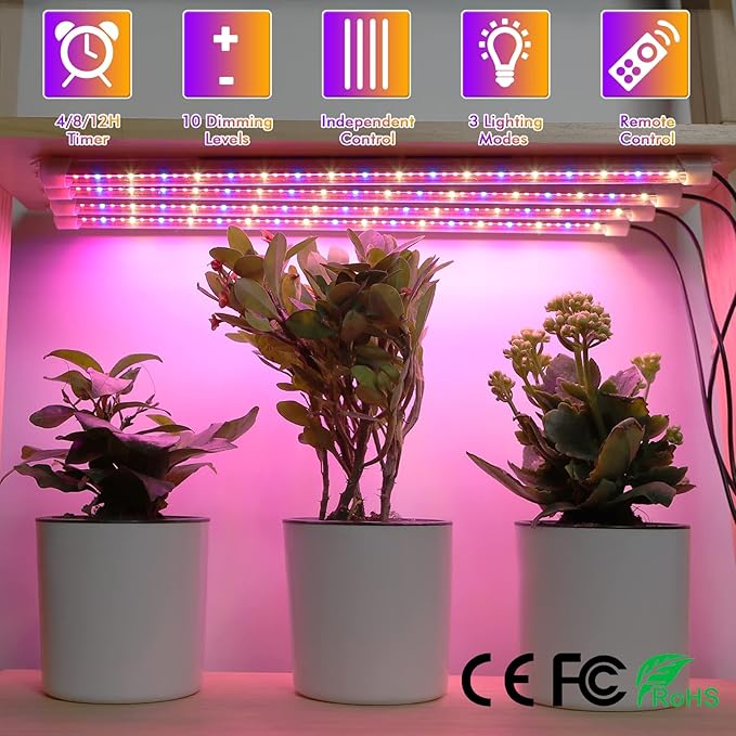 Plant Grow Lights Strip for Indoor Plants Full Spectrum216 LEDs Plant Lights Bar for Indoor Growing with Timer Indoor Plant Grow Lamp for House Plants with 3 Lighting Mode/10 Dimmable