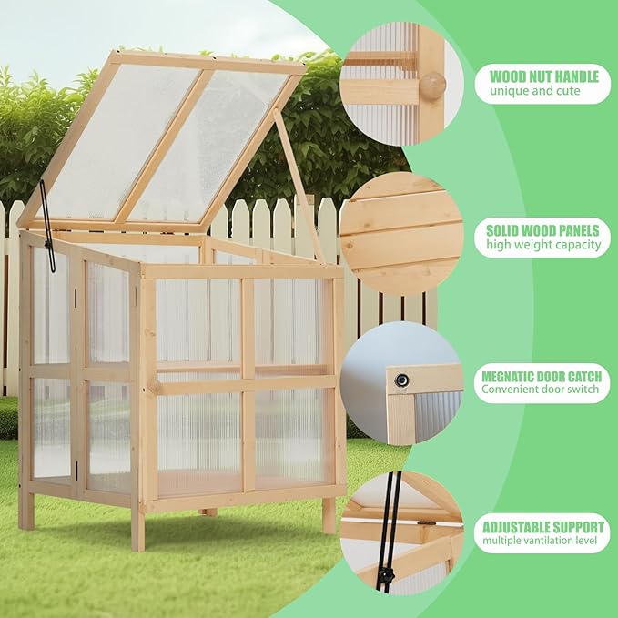 2 Tier Foldable Cold e Greenhouse Portable Wooden Greenhouse GCold e Raised Planter Box with Shelves