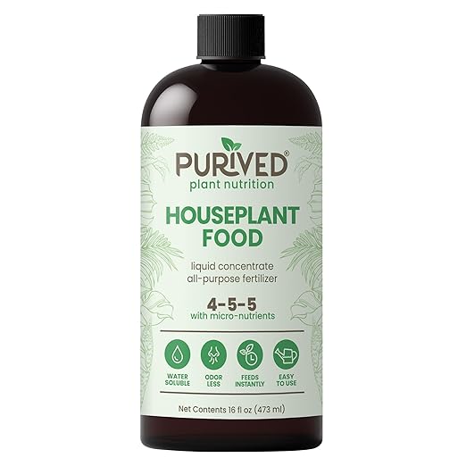 Purived 16oz All-Purpose Liquid Plant Fertilizer - Makes 50 Gallons for Indoor Houseplants All-Natural Groundwater Safe Made in USA