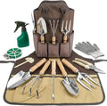 Garden Tool Set Beswill 12 Pieces Heavy Duty Gardening Hand Tools with Garden Tools Organizer Handbag Apron Rust-Proof Stainless Steel Gardening Kit Wood Handle Ideal Garden Gifts for Women Men