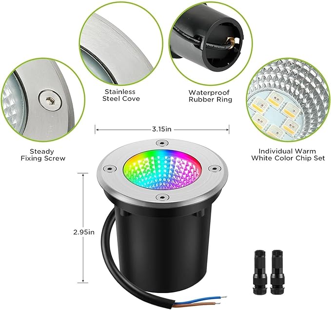8PCS 10W RGBW Color Changing Underground Garden Lights - Waterproof IP67 LED Recessed Spotlights with Remote Control